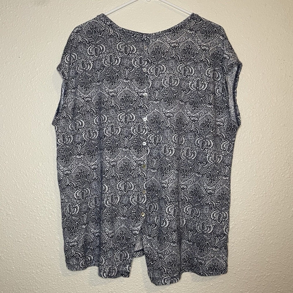 Rachel Zoe 100% LINEN Shirt Women's 2X Floral Scoop Neck Sleeveless Boho Top - Picture 3 of 6